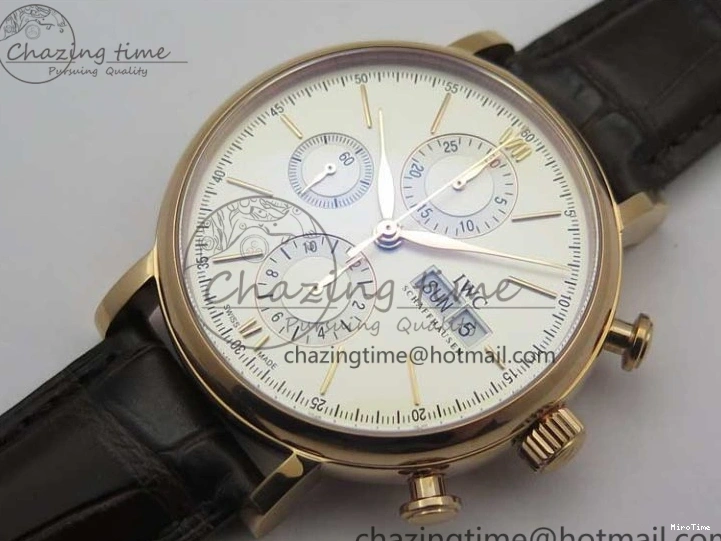 MIROTIME 0411 Efficient Portofino Chrono RG ZF 1:1 Best Edition White Dial on Brown Leather Strap A 7151
